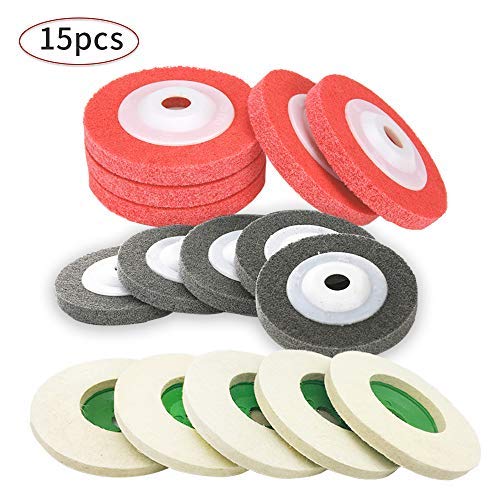 Carkio 4" x 5/8" Wheel Wool Wheels Nylon Fiber Polishing Set, Grinding Polishing Wheel for Angle Grinders, 15 Pcs - NewNest Australia