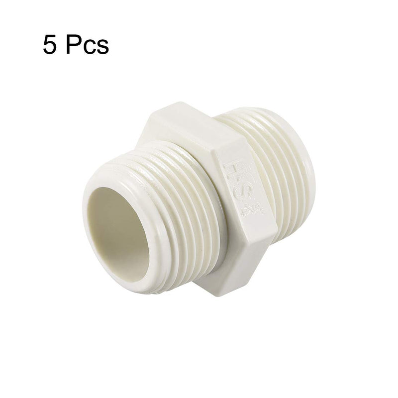 uxcell PVC Pipe Fitting Hex Nipple G3/4 X G3/4 Male Thread Adapter Connector 5pcs - NewNest Australia