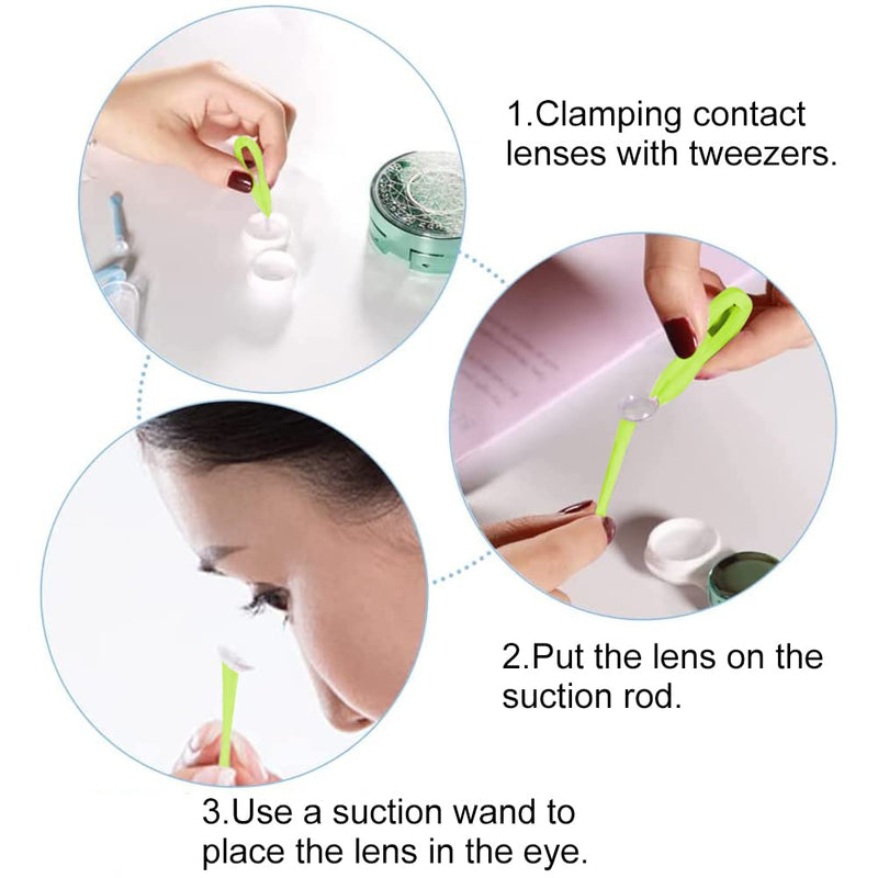 Contact Lens Tweezers, Contact Lens Aid For Inserting, Contact Lens Suction Cup, Silicone Contact Lens Remover, Pack Of 2 Contact Lens Insert Remover With Storage Case (Green) - NewNest Australia