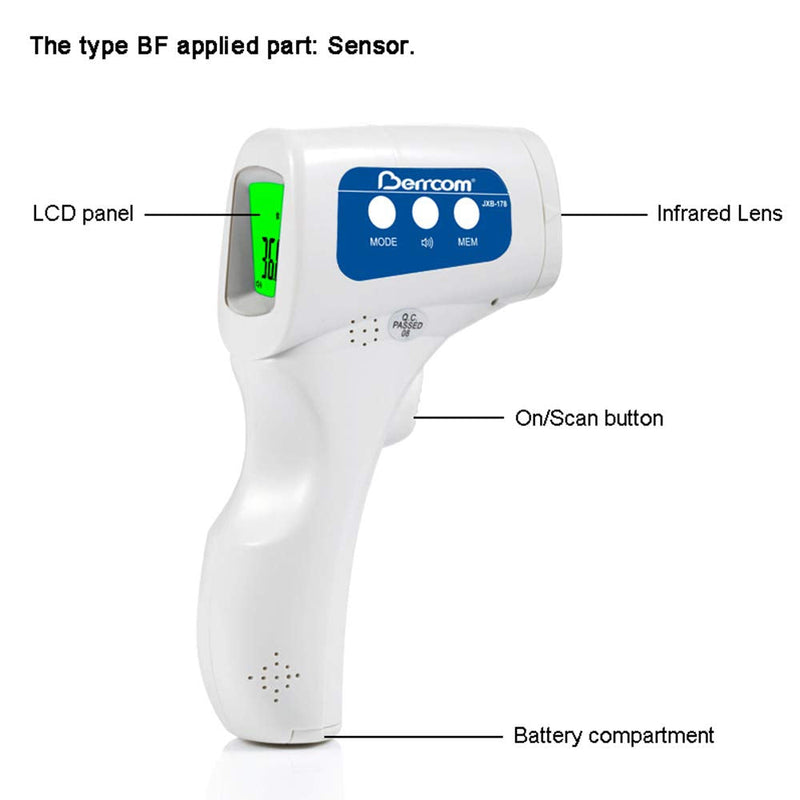 Berrcom Non Contact Infrared Thermometer JXB-178, Forhead Thermometer,3 in 1,Medical Grade for Baby Kids,High Temperature Alarm,3 Backlit and Instant Accurate Reading - NewNest Australia