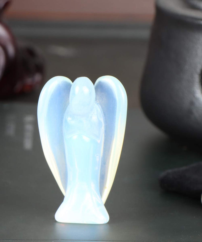 NewNest Australia - Artistone 2.0" Opalite Angel, Hand Carved Gemstone Fine Art Sculpture, Reiki Healing Stone Statue，Attract All The Aura Around 