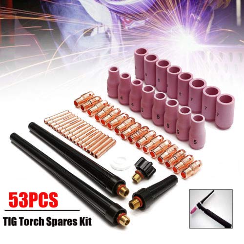 Tig Consumables Kit, 53Pcs Tig Welding Supplies Include TIG Gas Lens Collet Body Assorted for WP-9 WP-20 WP-25 Series(13N Nozzles) - NewNest Australia