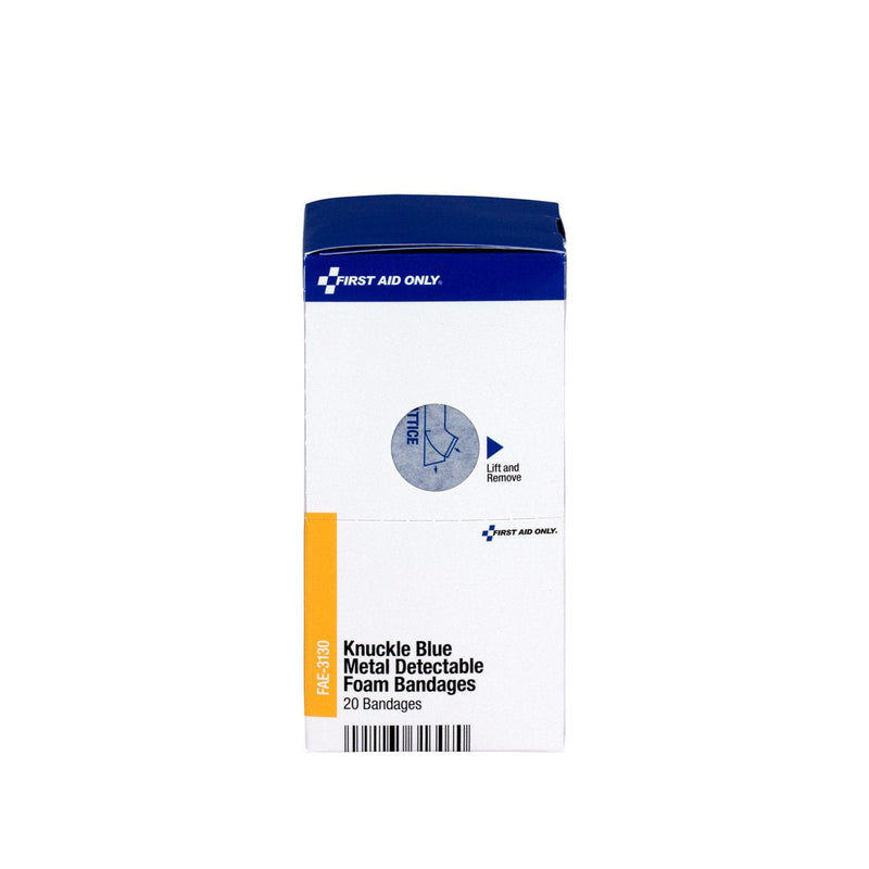 First Aid Only FAE-3130 SmartCompliance Refill Blue Metal Detectable Knuckle Foam Bandages, 20 Count - NewNest Australia
