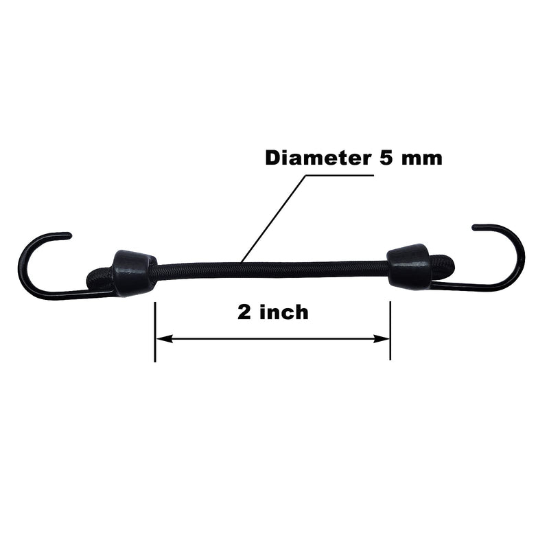 Joneaz Mini Bungee Cord with Hooks 2 Inch, Plastic Coated, Without Sharp Hook End, 15 Piece - NewNest Australia