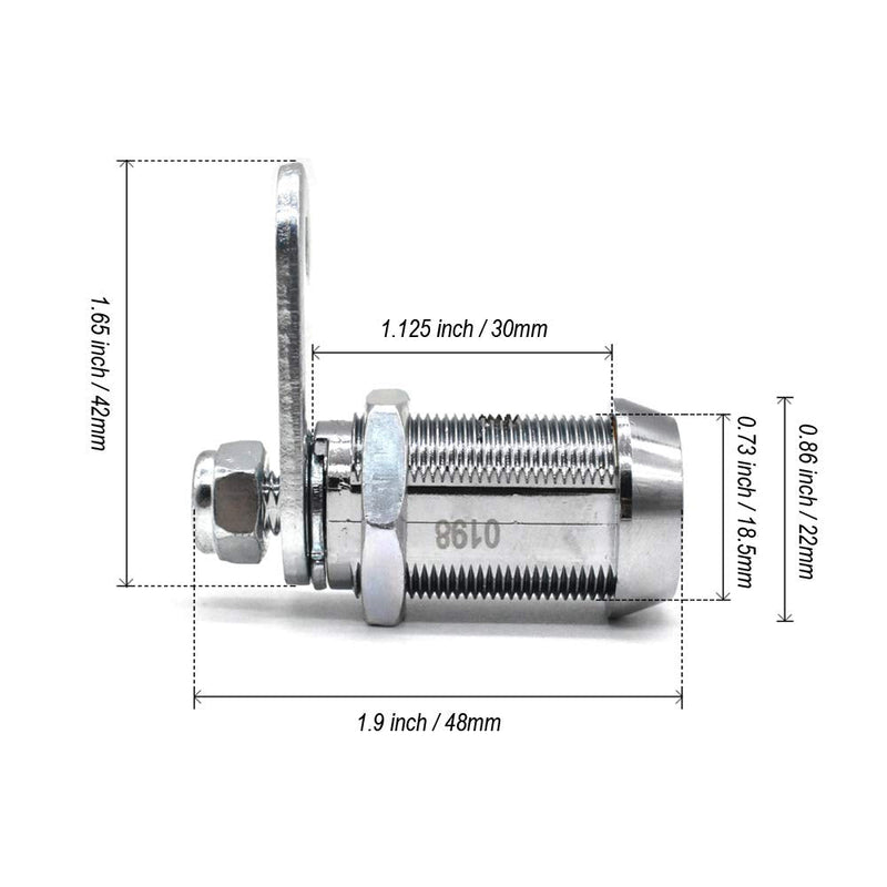 2Pcs Tubular Cam Lock 1-1/8 inch Cabinet Lock Keyed Alike with Chrome Finish for Vending Machine Tool Box Mailbox ATM 1-1/8 inch 2Pcs - NewNest Australia