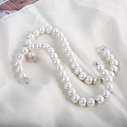NewNest Australia - RuiLing 5-Pack White Pearl Beads Hanging S Hooks S Shape Non-Slip Ornament Hook- S Shaped Creativity S Hooks, for Closets, Wardrobe, Clothing Shop, Shopping Mall Pearl White 