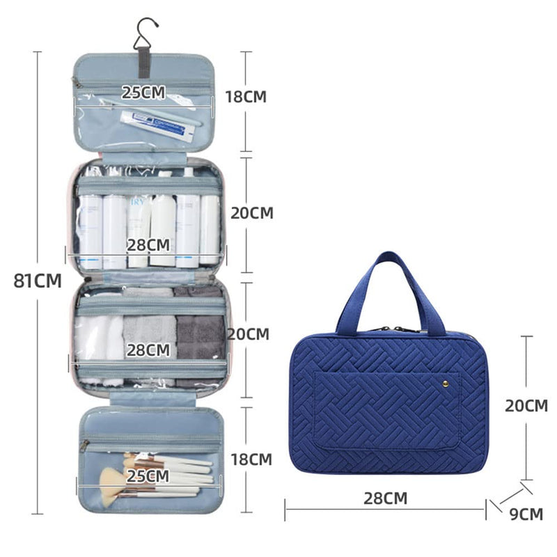 Hanging Travel Toiletry Bag, Large Cosmetic Organizer Bag Portable Make up Wash Bag with 4 Compartments 1 Sturdy Hook for Women, Men, Girls, Business Trip (Blue) Blue - NewNest Australia