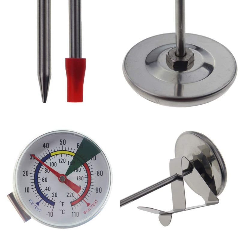 NewNest Australia - Frothy Milk Thermometer With 175 mm Stainless Steel Probe and Clip Barista Coffee 