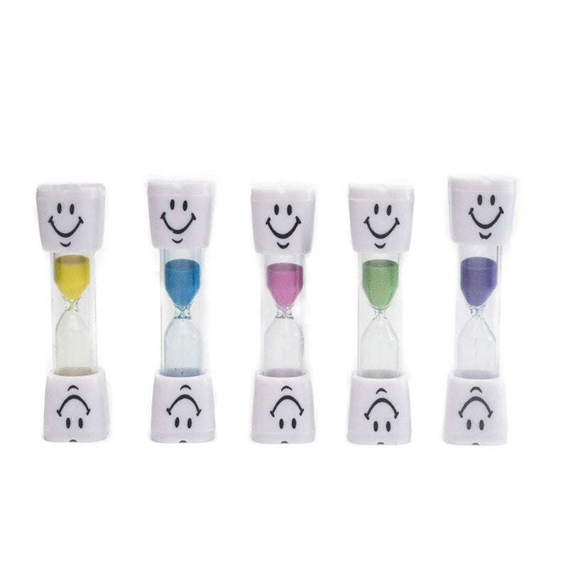 NewNest Australia - Dadam 2 Minute Sand Timer Set of 5 - Smiley Sand Timers Set for Brushing Children's Teeth - 5 Color Colorful Hourglass Timer - Easy to Use for Kids Boys and Girls - Promotes Proper Dental 