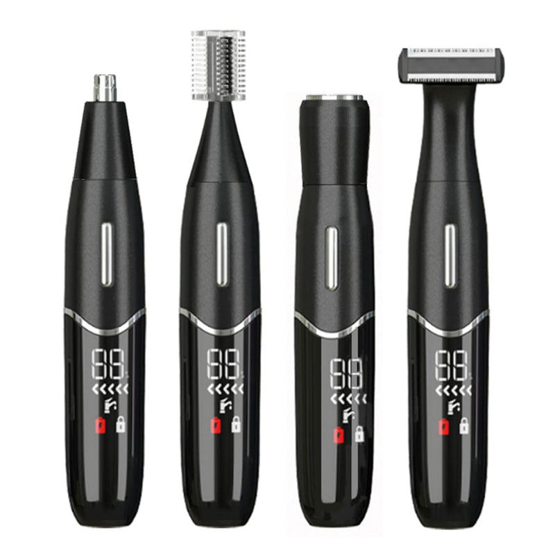 Electric Shaver for Women, 4 in 1 Lady Shaver Bikini Trimmer Rechargeable Electric Razor Wet and Dry Hair Removal for Face Eyebrow Nose Fingers Arms Legs Underarms (Black) Black - NewNest Australia