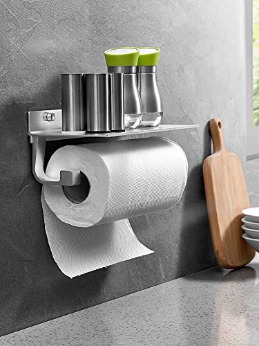 NewNest Australia - MISSMIN Paper Towel Holder with Shelf,Wall Mount 2-in-1 for Kitchen Shower Bathroom Organizer Storage 