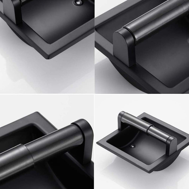 Black Recessed Toilet Paper Holder, Wall-Mounted Tissue Paper Holder Stainless Steel Toilet Paper Holder for Bathroom Accessories, Rear Mounting Bracket Included - NewNest Australia