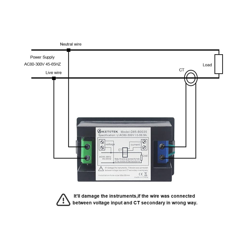 KETOTEK Volt Amp Meter Digital Voltmeter Ammeter AC 80V-300V 100A LED 2in1 Multimeter Panel Display Voltage Amperage Detector with Current Transformer 110V/220V V-A - NewNest Australia