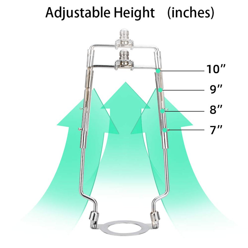7 8 9 10 inch TooToo Star Lamp Shade Harp Holder 3/8 Standard&E14&E26&E27 Light Base UNO Fitter Adapter Converter Finial Set,Adjustable Tall 7 8 9 10 inch, Detachable Parts Silver Bracket Support - NewNest Australia
