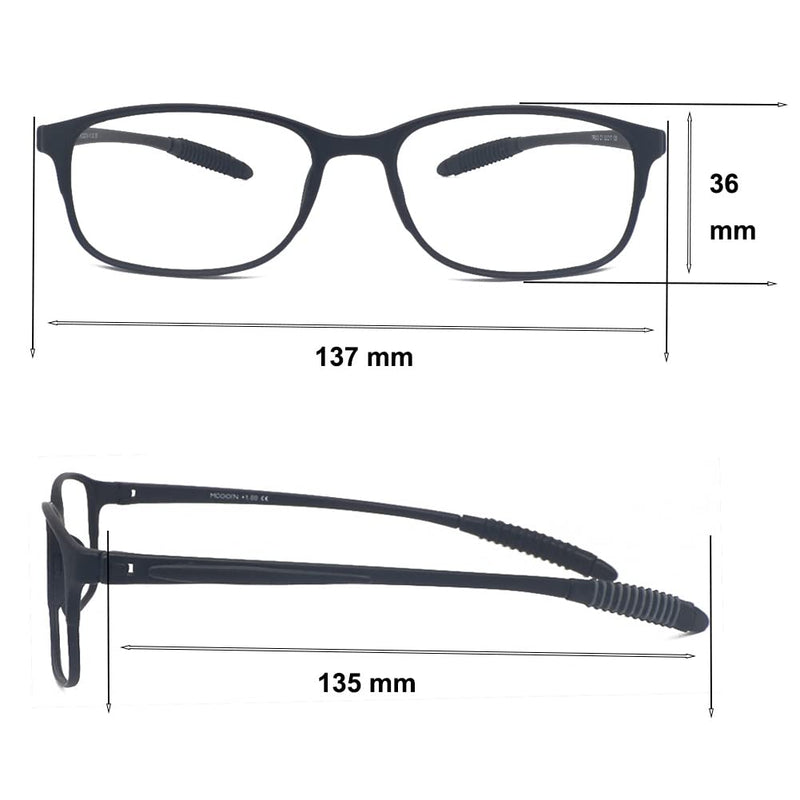 Mcoorn reading glasses, flexible, lightweight for women and men (pack of 2) with case, anti-blue, anti-reflective, one black, one gray, 2.5 x - NewNest Australia