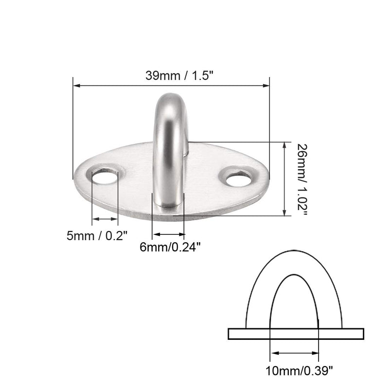 NewNest Australia - uxcell Stainless Steel Ceiling Hook Pad Eye Plate Hardware 39mmX26mmX19mm Staple Hooks Loop Wall Mount 2Pcs 