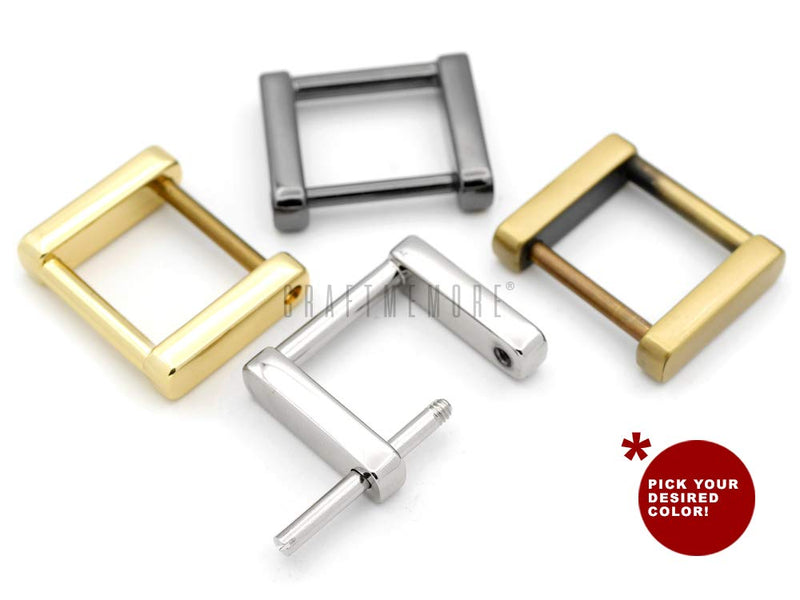 CRAFTMEMORE Rectangle Screw Rings Buckle Strap Connector Rectangular Shackle Screw Purse Bag Loop 4pcs (1 Inch, Gold) 1 Inch - NewNest Australia
