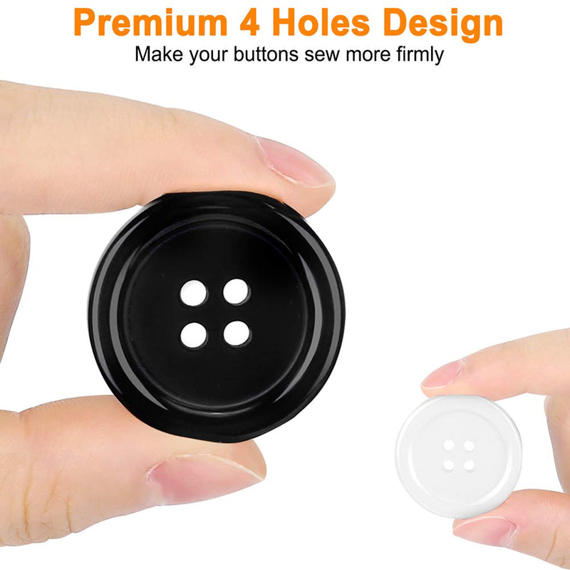 Mixed Sewing Buttons 160Pcs, Round Black 4-Hole Craft Buttons, 5 Sizes White Resin Button, with Separate Compartment Storage Box, Suitable for Sewing, Craft Projects and Holiday Decoration - NewNest Australia