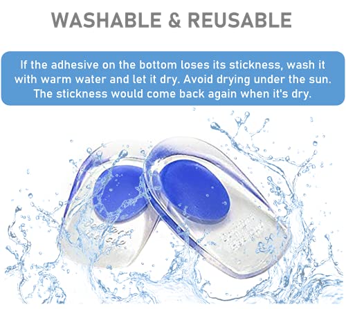 VivoFoot Gel Heel Cups, Shoe Inserts for Plantar Fasciitis, Heel Spur & Achilles Pain Relief, Heel Lift Pads for Men & Women (Large, 1 Pair) Blue Large, 1 Pair - NewNest Australia