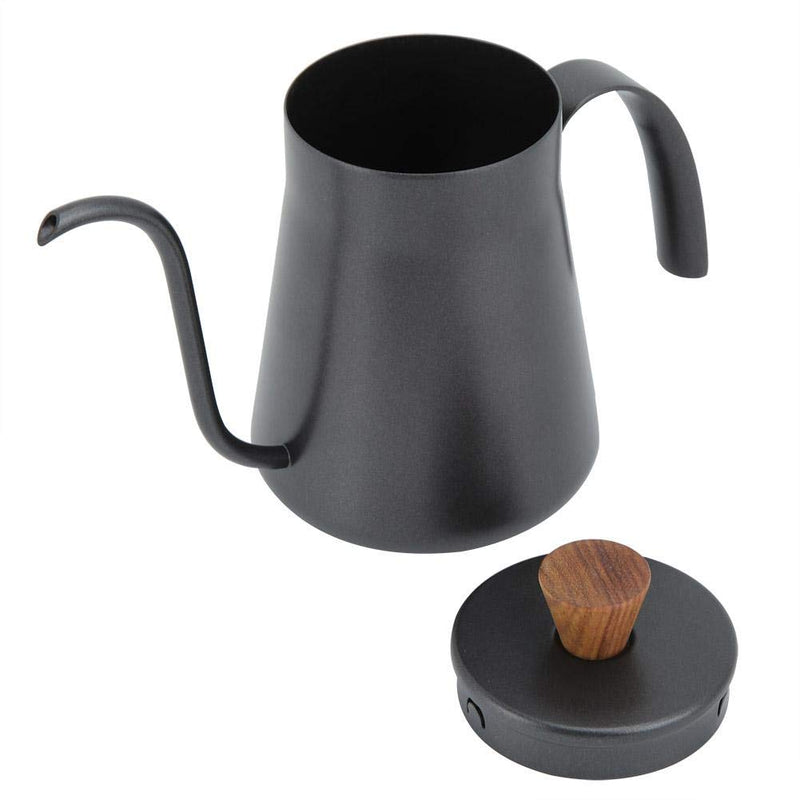 Kettle Coffee Pot, 400ml Stainless Steel Coffee Water Tea Narrow Mouth Pot with Handle Lid, Black. - NewNest Australia