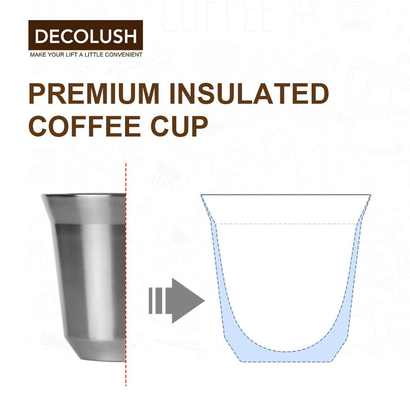 DECOLUSH 75mL (2.5 Ounce) Stainless Steel Espresso Cups - 4 Pack Double Wall Insulated Cups Demitasse Cups Coffee Cup For Drinking, Drinking Coffee, Drinking Beverages - NewNest Australia