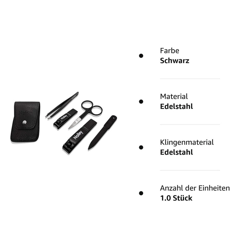 Professional Nail Clipper Set From Nailey For Men And Women Nail Set For Foot Or Fingernails | Nail Care Set In Leather Case | Manicure And Pedicure Set For Men & Women | Nail Cutter | New 2021 Black - NewNest Australia