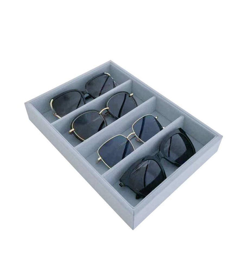 NewNest Australia - Svea Display Grey Velvet Stackable Organizer Premium Quality Stackable Tray (Glasses Tray) Glasses Tray 