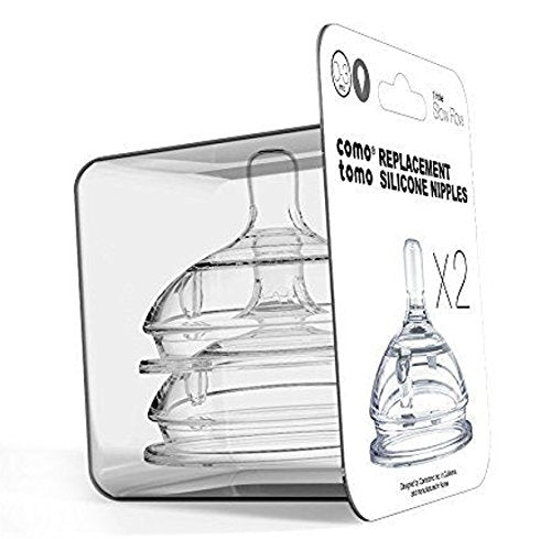 Comotomo 2 Pack Silicone Replacement Nipple, Slow Flow Clear, 0-3 Months - NewNest Australia