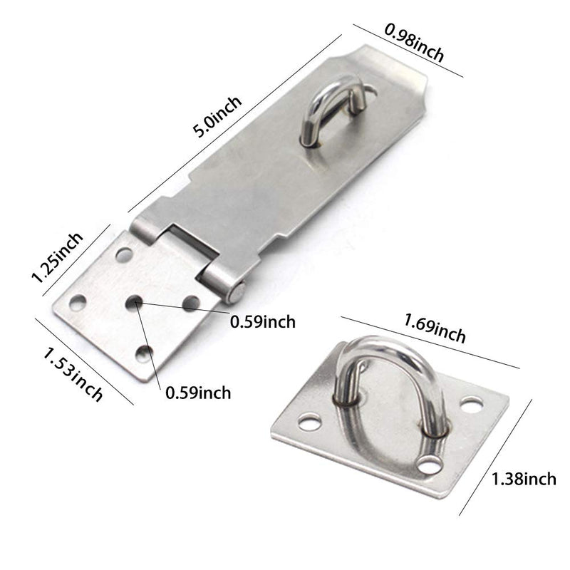 Door Locks Hasp Latch, 5 Inch Stainless Steel Safety Packlock Clasp Hasp Lock Latch, Extra Thick Door Gate Lock Hasp with Screws Brushed Finish 2 Pack (5inch) 5inch - NewNest Australia