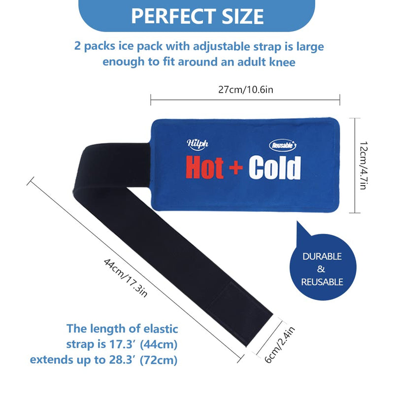 Hilph®Gel Ice Pack for Sport Injury, 2 Packs Hot & Cold Pack Compress Wrap with Adjustable Strap for Pain Relief, Muscle Pain and Inflammation, Fits for Knee, Ankle, Wrist, Head, Arm - NewNest Australia