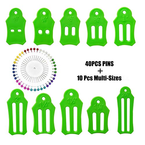 HONEYSEW 10pcs Multi-Sizes Folding Fabric and Biasing Strips Jelly Roll Sasher Tool Set with 40 pcs of Multi-Color Quilting Pins Green - NewNest Australia