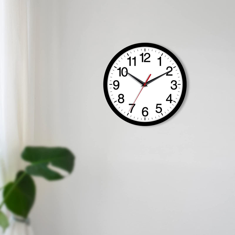 Rohioue Wall Clock, Modern 10 Inch Battery Operated Wall Clocks, Silent Non Ticking Small Analog Clock, for Bedroom, Kitchen, Bathroom, Office, Home, Living Room (Black) - NewNest Australia