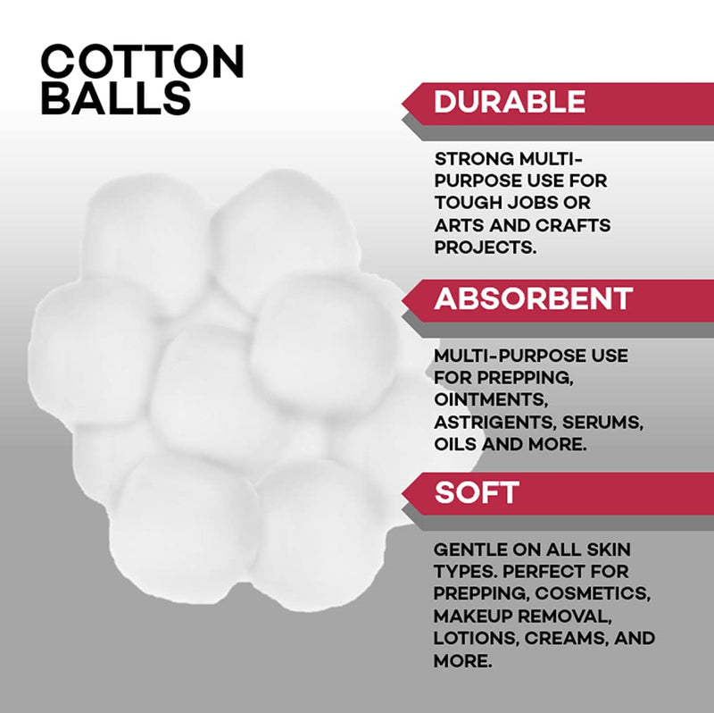 Dealmed Cotton Balls – 500 Count Medium Cotton Balls, Non-Sterile Bag of Cotton Balls in Easy to Access Zip-Locked Bag, Great for Skin Prep, Wound Cleansing, and DIY Needs 500 Count (Pack of 1) - NewNest Australia