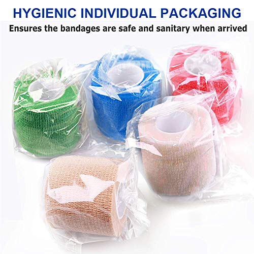 Tape Bandage Bandage, 5 Pieces Non-Woven Fabric Waterproof Self-Adhesive Bandage Self-Adhesive Non-Woven Fabric Cohesive Wrap Elastic Bandage For Outdoor Sports, 5 Cm X 4.5 M (Blue) - NewNest Australia
