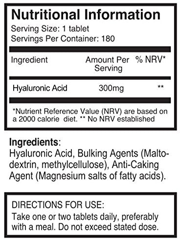 Hyaluronic Acid 300mg x 360 Tablets (2 Bottles Each with 180 Tablets - 6 Months Supply). Triple Strength Hyaluronic Acid. 300% Stronger Than Any Other HLA Tablet. SKU: HLA3x2 - NewNest Australia