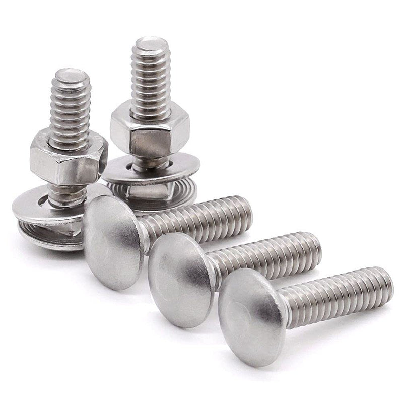Glvaner (10 Sets) 1/4-20 x 1-1/4" Stainless Steel Carriage Bolts Screws Round Head Square Neck and Hex Nuts & Flat Washers 304 Stainless Steel 18-8 Full Thread Coverage 1/4-20 x 1-1/4" (10 Sets) - NewNest Australia