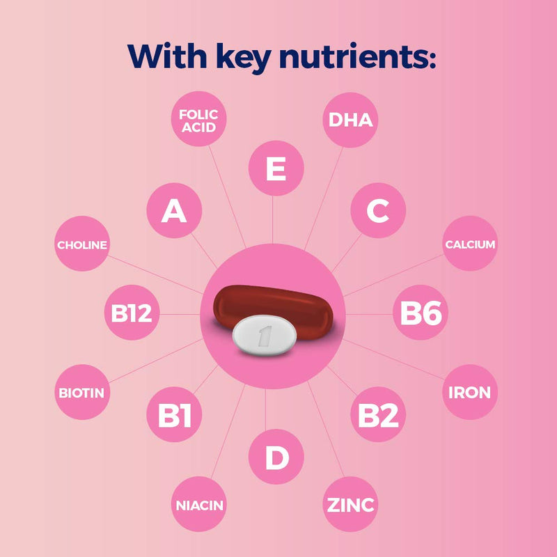 One A Day Women’s Prenatal Advanced Complete Multivitamin with Brain Support* with Choline, Folic Acid, Omega-3 DHA & Iron for Pre, During and Post Pregnancy, 60+60 Count (120 Count Total Set) NEW - NewNest Australia