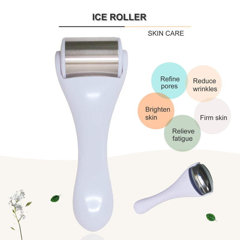 Hysotok Ice Roller for Face, Ice Roller for Face & Eye 2 Pcs, Stainless Steel Face Massager Ice Roller for Puffiness, Migraine, Pain Relief, Mini Ice Roller for Eyes Dark Circles (White) White - NewNest Australia