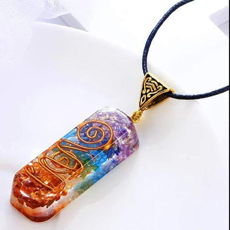 WULILONG 7 Chakra Healing Crystal Natural Gemstone Rainbow Crystals Orgone Energy Generator Protection Amulet Pendant Necklace for Women Men - NewNest Australia