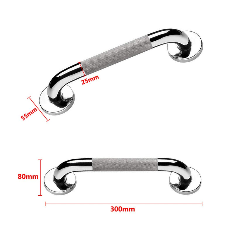 Bathroom Grab Bar HONPHIER® Anti-Slip Grab Rails SUS 304 Stainless Steel Towel Rails Safety Shower Handrails Support Rail, Toilet Grab Handle (12inch/300mm) 1 - NewNest Australia