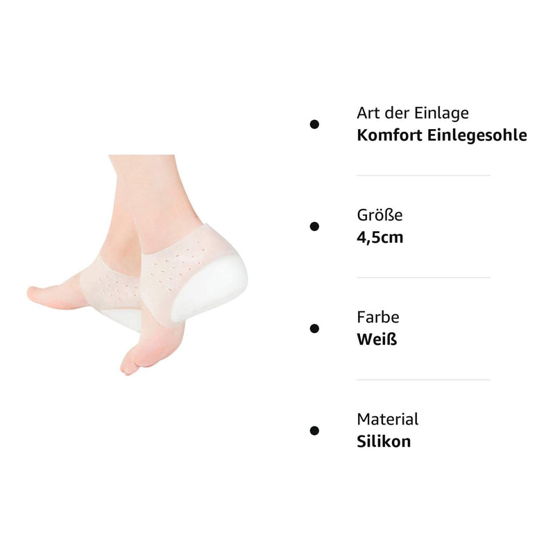 SUPVOX Silicone Raised Insoles Heel Protector Gel Cushion Heel Spur Raise Heel Cushion Heel Sock Foot Care for Women Men 1 Pair (4.5 cm) 4.5 cm - NewNest Australia