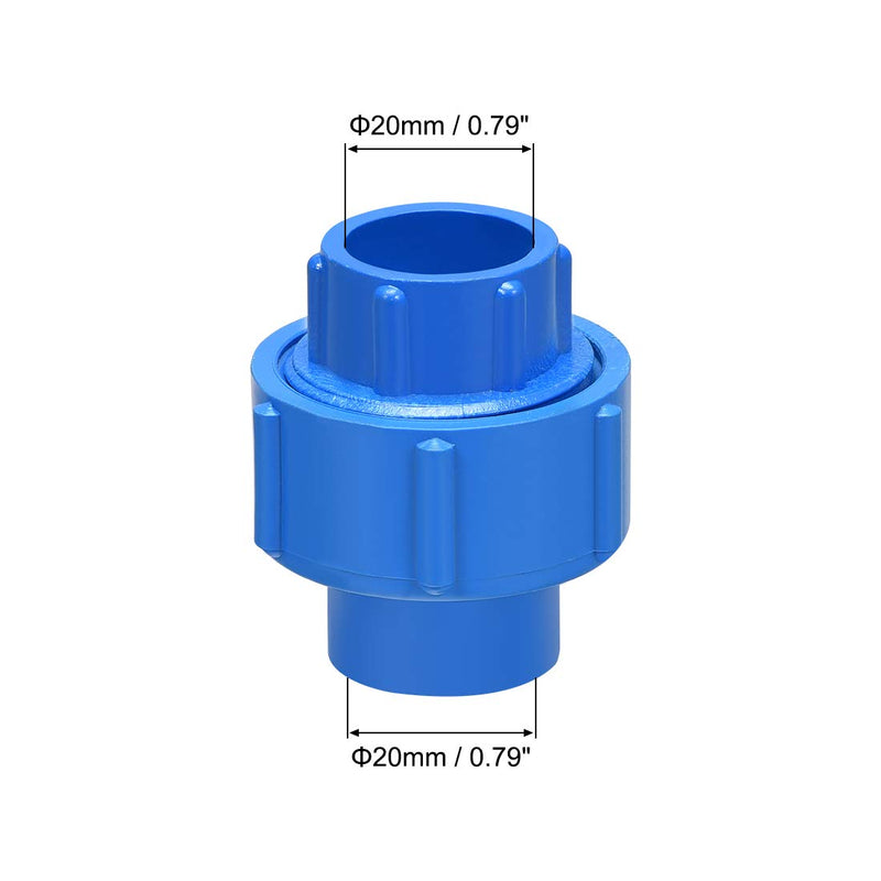 uxcell 20mm X 20mm PVC Pipe Fitting Union Solvent Socket Quick Connector Blue 2pcs - NewNest Australia