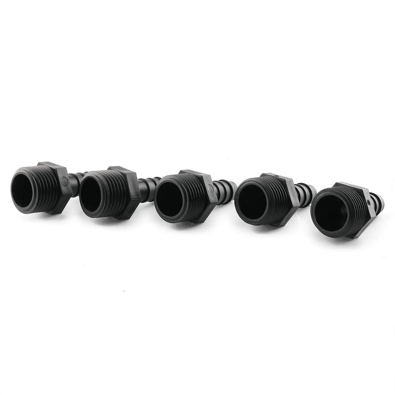 E-outstanding Hose Barb Connector 5PCS 3/8 inch Barb to 1/2 inch NPT Male Black Plastic Hose Barb Pipe Fittings Connect Adapter - NewNest Australia