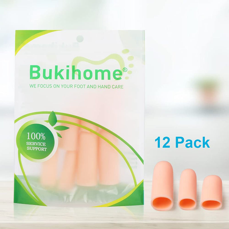 Bukihome 12 Packs Finger Cots, Silicone Finger Protectors, Finger Sleeves Great for Trigger Finger Waterproof Finger Cover Caps Suitable for Women and Men（New Material Gel） Beige2 - NewNest Australia