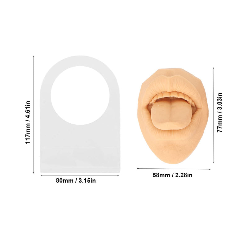 Pack Of 2 Silicone Mouth Tongue Model, 3D Simulated Piercing Model With Stand, Flexible False Mouth Model With Tongue For Piercing Practice Educational Display - NewNest Australia