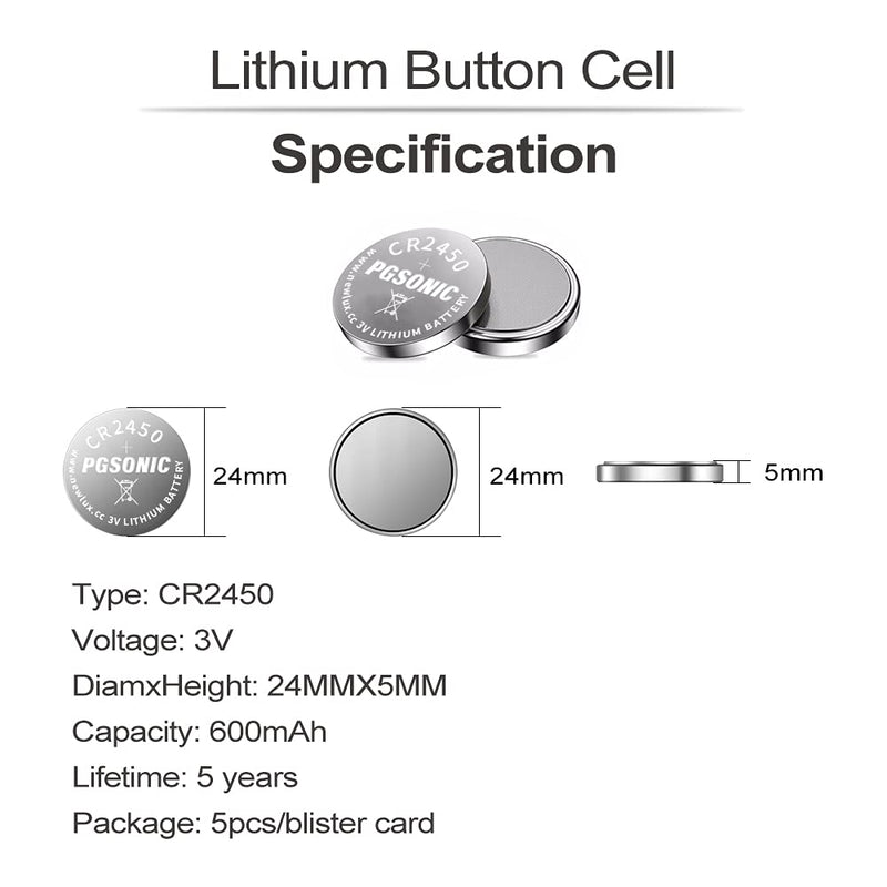 CR2450 3V Lithium Battery (5pcs) - NewNest Australia