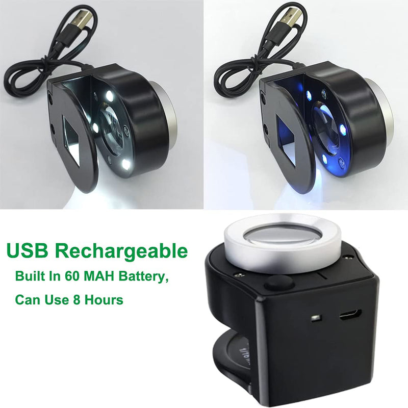 30X USB Rechargeable Jewelers Loupe Coin Collection Supplies, Desktop Portable Metal Jewelers Magnifying Glass with Light, Jewelers Loop for Coins Gold Tester Gem Tester Diamond Tester Currency Stamp - NewNest Australia