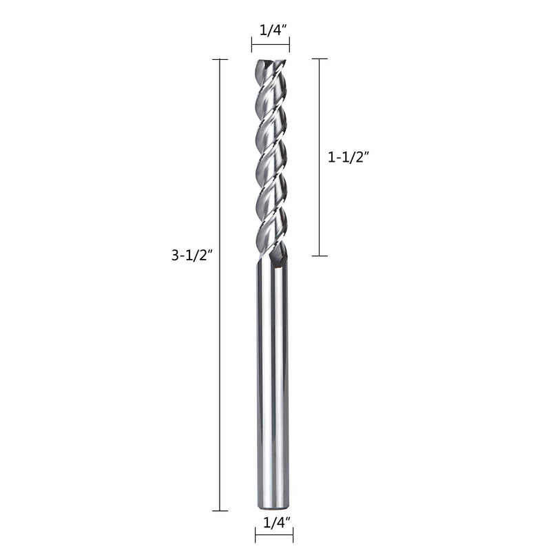 SpeTool 1/4 Shank Carbide End Mill For Aluminum Cut (3 Flutes, 3.5 inch long) Non-Ferrous Metal Upcut CNC Spiral Router Bit - NewNest Australia