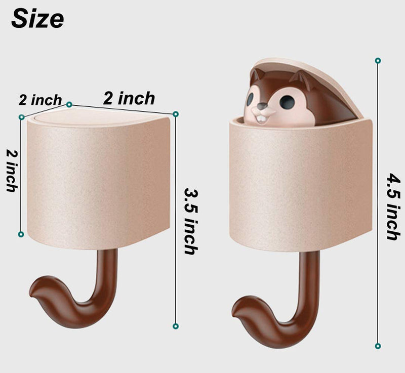 NewNest Australia - Maydahui 4PCS Squirrel Shaped Adhesive Wall Hook for Kids Room Living Room Bedroom Home Decoration 