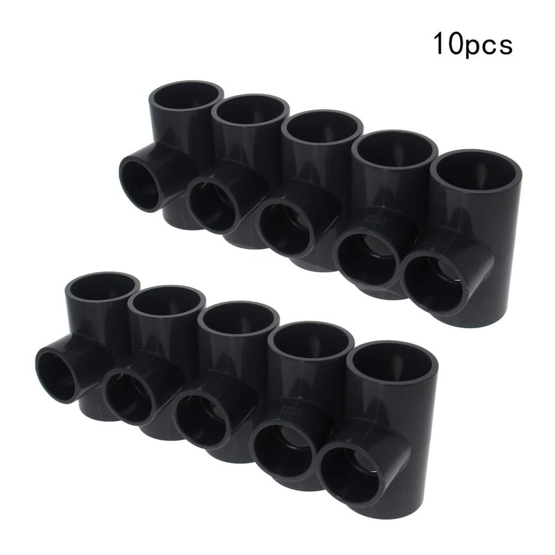 MroMax 10Pcs 32mm x 25mm Slip Tee PVC Pipe Fitting T-Shaped Coupling Connector for Home or Industrial Use Gray 10pcs 32x25mm - NewNest Australia